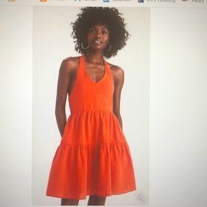 Red/orange halter babydoll dress